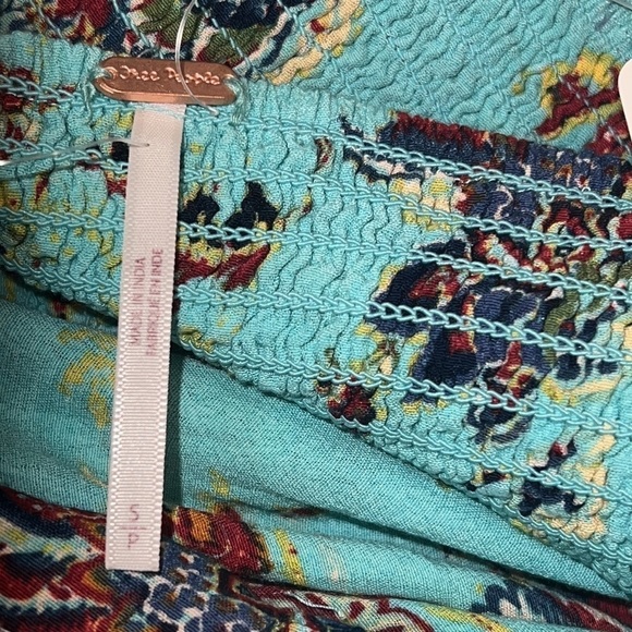 FREE People Blue Bali Citrus Skies Paisley Puff Sleeve Jumpsuit size Small - Picture 7 of 11